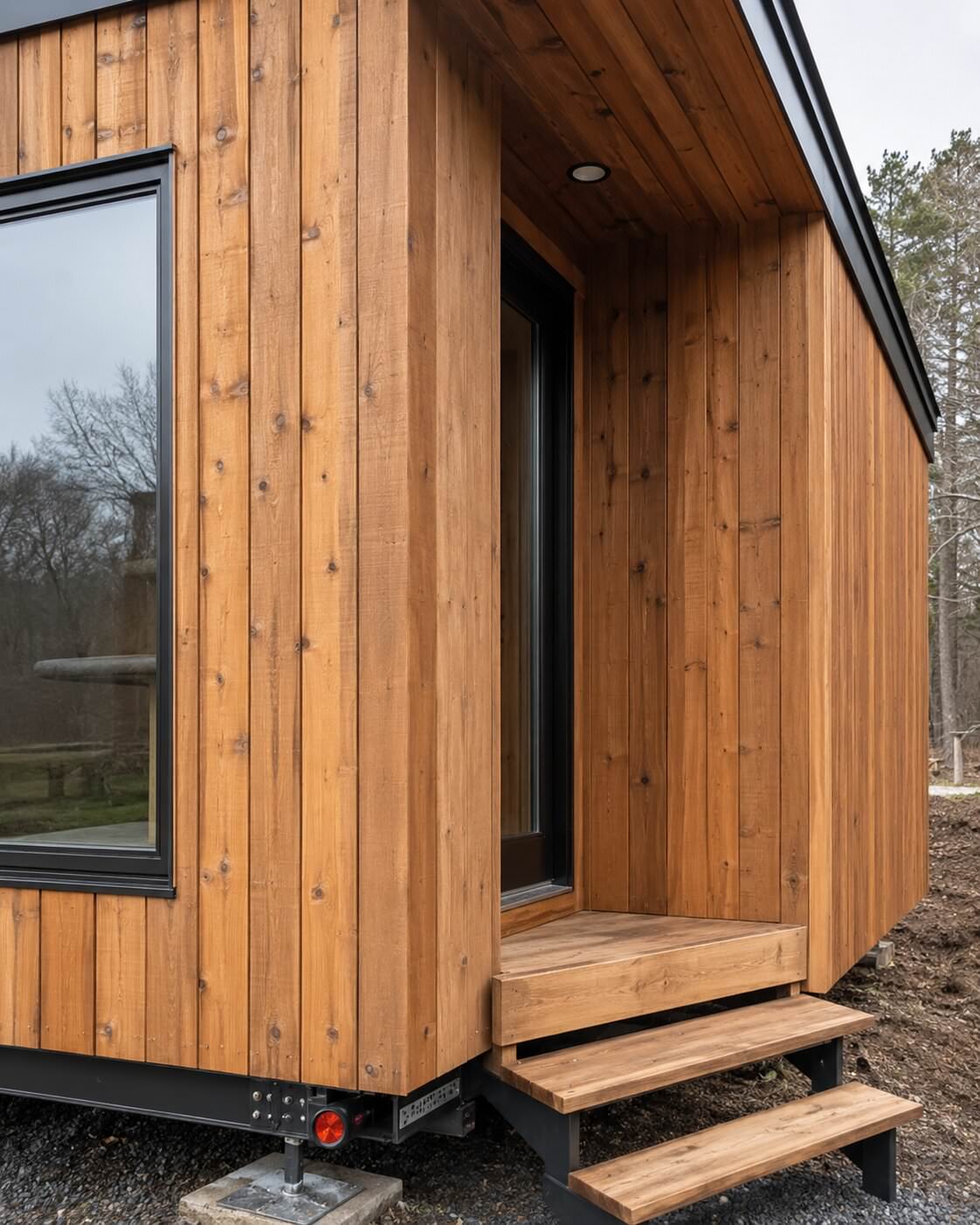 Tiny House ahşap cephe ve şasi detayı