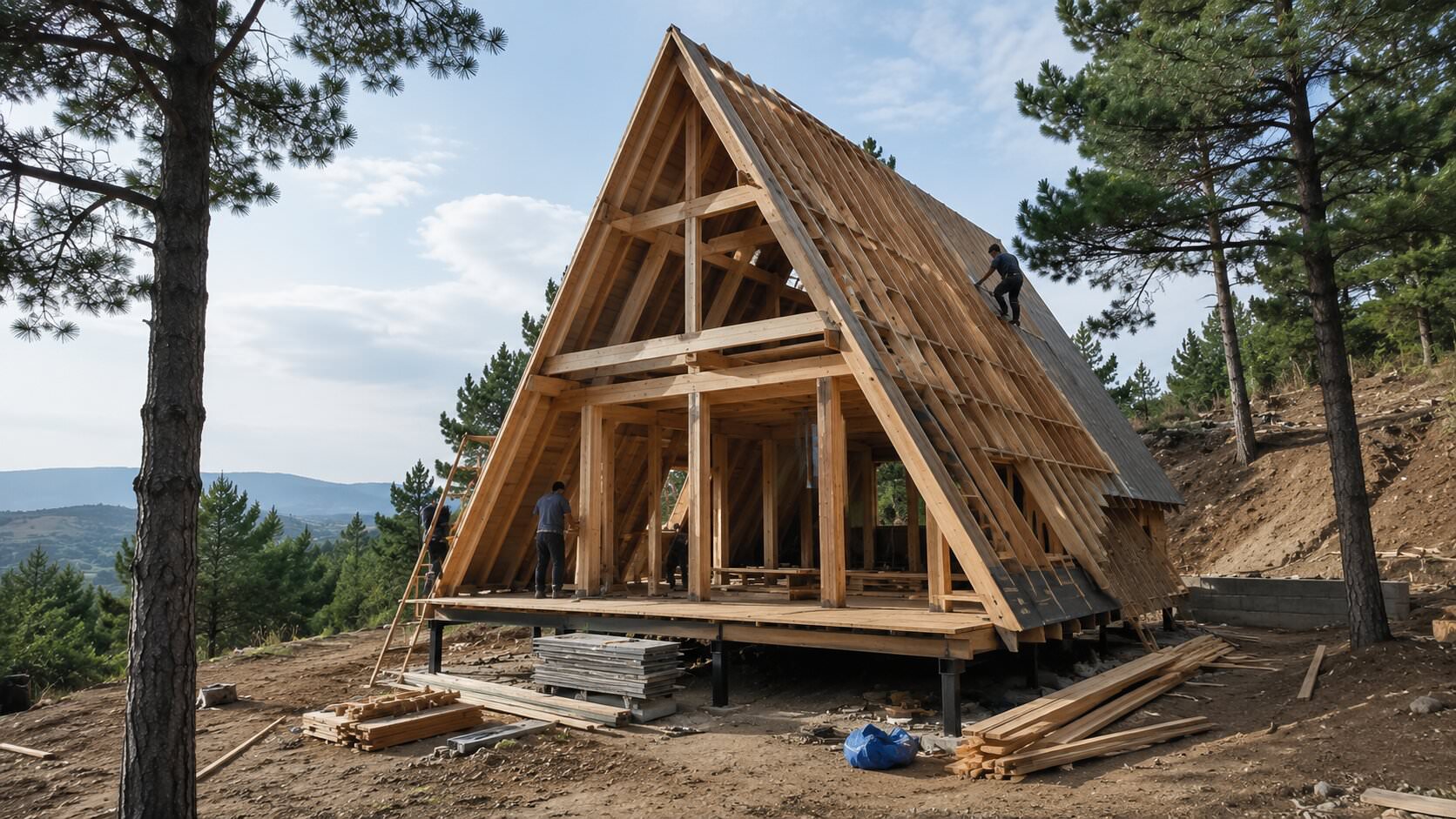 Üçgen ev A-frame taşıyıcı sistem ve kurulum süreci